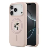 Миниатюра: Оригинален кейс Karl Lagerfeld Silicone Double Heads And Circle MagSafe, За iPhone 17 Pro (6.3), Розов