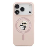 Миниатюра: Оригинален кейс Karl Lagerfeld Silicone Double Heads And Circle MagSafe, За iPhone 17 Pro (6.3), Розов