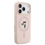 Миниатюра: Оригинален кейс Karl Lagerfeld Silicone Double Heads And Circle MagSafe, За iPhone 17 Pro (6.3), Розов