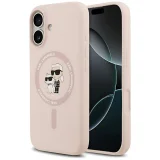 Миниатюра: Оригинален кейс Karl Lagerfeld Silicone Double Heads And Circle MagSafe, За iPhone 17 (6.3), Розов