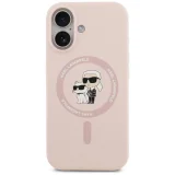 Миниатюра: Оригинален кейс Karl Lagerfeld Silicone Double Heads And Circle MagSafe, За iPhone 17 (6.3), Розов