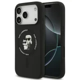Миниатюра: Оригинален кейс Karl Lagerfeld Silicone Double Heads And Circle MagSafe, За iPhone 17 Pro Max (6.9), Черен