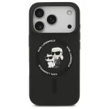 Миниатюра: Оригинален кейс Karl Lagerfeld Silicone Double Heads And Circle MagSafe, За iPhone 17 Pro Max (6.9), Черен