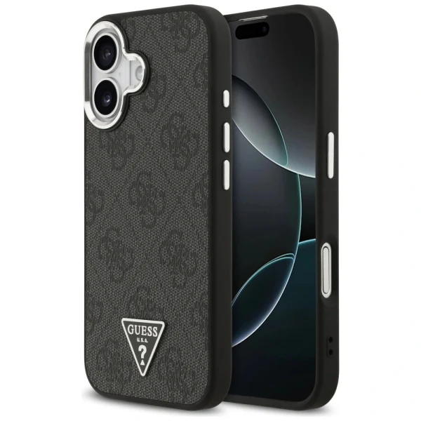 Оригинален кейс Guess 4G Triangle Metal Logo MagSafe, За iPhone 17 (6.3), Черен