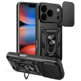 Миниатюра: Силиконов твърд кейс bSmart Defender Slide, За iPhone 17 Pro Max/ 18 Pro Max, Черен