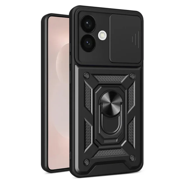 Силиконов твърд кейс bSmart Defender Slide, За Honor 600 Lite, Черен