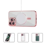 Миниатюра: Силиконов кейс bSmart Chrome Magsafe с протектори за камерите, За iPhone 17 Pro Max/ 18 Pro Max, Розово-златен