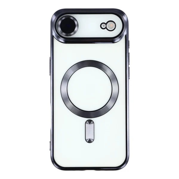 Силиконов кейс bSmart Chrome Magsafe с протектори за камерите, За iPhone 17 Air (6.9), Черен