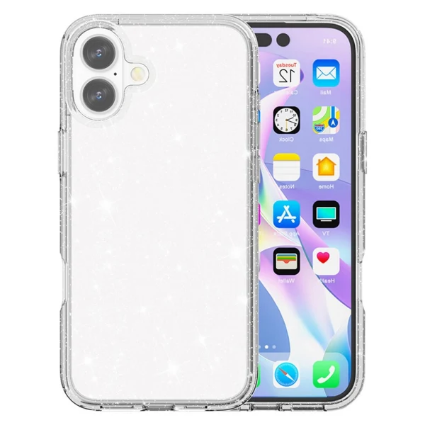 Силиконов кейс Shine 2 mm брокатен, За iPhone 17 (6.3), Прозрачен