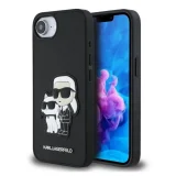 Миниатюра: Оригинален кейс Karl Lagerfeld Saffiano Karl and Choupette, За iPhone 16e / 17e, Черен