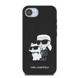 Миниатюра: Оригинален кейс Karl Lagerfeld Saffiano Karl and Choupette, За iPhone 16e / 17e, Черен