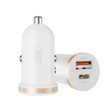 Миниатюра: Зарядно устройство за кола комплект XO CC56 PD 30W QC 1x USB 1x USB-C с кабел USB-A - USB-C, Бял