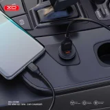 Миниатюра: Зарядно устройство за кола комплект XO CC56 PD 30W QC 1x USB 1x USB-C с кабел USB - USB-C, Черен