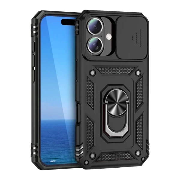 Силиконов твърд кейс bSmart Defender Slide, За Samsung Galaxy S25 Edge, Черен