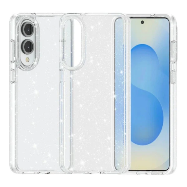 Силиконов кейс Shine 2 mm брокатен, За Samsung Galaxy S25 Edge, Прозрачен