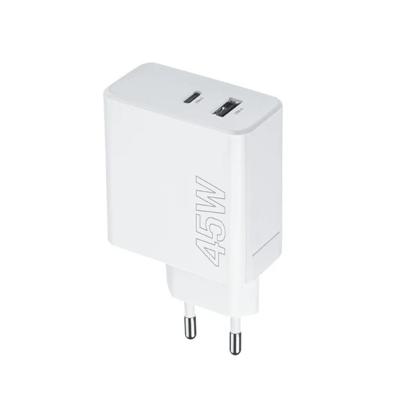 Зарядно устройство адаптер 45W 1x USB-C 1x USB-A, Maxlife MXTC-07-45AC PD QC,220V,  Бяло