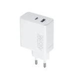 Миниатюра: Зарядно устройство адаптер 45W 1x USB-C 1x USB-A, Maxlife MXTC-07-45AC PD QC,220V,  Бяло