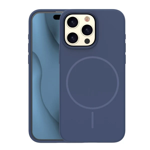 Кейс Silicone Thin Mag за iPhone 16 Pro (6.3), тъмносин