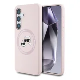 Миниатюра: Оригинален кейс Karl Lagerfeld Silicone Double Heads And Circle MagSafe, За Samsung Galaxy S25, Розов