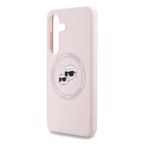 Миниатюра: Оригинален кейс Karl Lagerfeld Silicone Double Heads And Circle MagSafe, За Samsung Galaxy S25, Розов