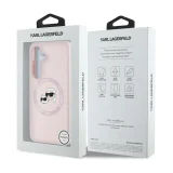 Миниатюра: Оригинален кейс Karl Lagerfeld Silicone Double Heads And Circle MagSafe, За Samsung Galaxy S25, Розов