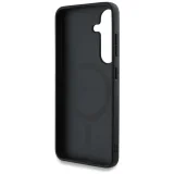 Миниатюра: Оригинален кейс Guess Grained Hot Stamp Peony Triangle Logo MagSafe, За Samsung Galaxy S25, Черен