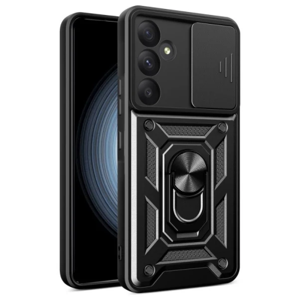 Силиконов твърд кейс bSmart Defender Slide, За Samsung Galaxy A36, Черен