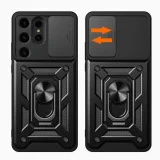 Миниатюра: Силиконов твърд кейс bSmart Defender Slide, За Samsung Galaxy S25 Ultra, Черен