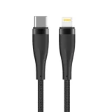 Миниатюра: Кабел USB-C - Lightning, Maxlife MXUC-08 с найлонова оплетка, 27W 1м, в кутия, Черен