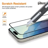 Миниатюра: Стъклен протектор за дисплей Vmax 9D с цяло лепило, За iPhone 16 Plus (6.7), Черен