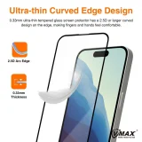 Миниатюра: Стъклен протектор за дисплей Vmax 9D с цяло лепило, За iPhone 16 Plus (6.7), Черен