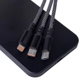Миниатюра: Кабел USB-A + USB-C - Lightning + 2x USB-C, Maxlife ALLin1, 1м 66W, Черен