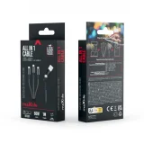 Миниатюра: Кабел USB-A + USB-C - Lightning + 2x USB-C, Maxlife ALLin1, 1м 66W, Черен