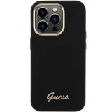 Миниатюра: Оригинален кейс Guess Silicone Script Metal Logo and Frame, За iPhone 16 Pro (6.3), Черен
