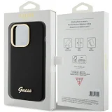 Миниатюра: Оригинален кейс Guess Silicone Script Metal Logo and Frame, За iPhone 16 Pro (6.3), Черен
