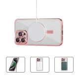 Миниатюра: Силиконов кейс bSmart Chrome Magsafe с протектори за камерите, За iPhone 16 Pro Max (6.9), Розово-златен
