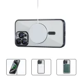 Миниатюра: Силиконов кейс bSmart Chrome Magsafe с протектори за камерите, За iPhone 16 Pro Max (6.9), Черен