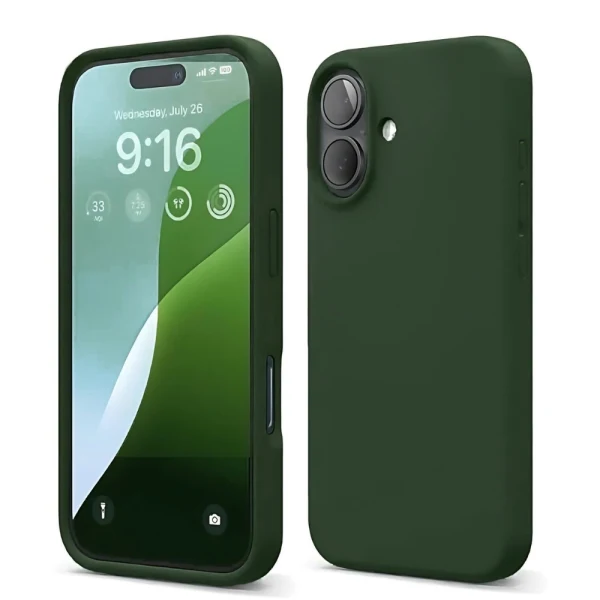 Силиконов кейс iPaky матиран, За iPhone 16 Plus (6.7), Тъмнозелен