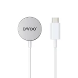 Миниатюра: Безжично магнитно зарядно за часовник Apple iWatch BWOO 5W WL-18 с Type-C кабел, Бял