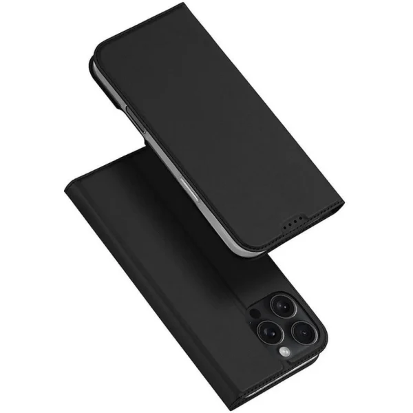 Кожен калъф тефтер Dux Ducis SKIN PRO, За iPhone 16 Pro Max (6.9), Черен