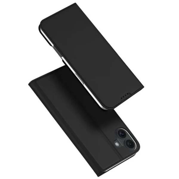 Кожен калъф тефтер Dux Ducis SKIN PRO, За iPhone 16 (6.1), Черен