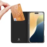 Миниатюра: Кожен калъф тефтер Dux Ducis SKIN PRO, За iPhone 16 (6.1), Черен