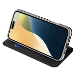 Миниатюра: Кожен калъф тефтер Dux Ducis SKIN PRO, За iPhone 16 (6.1), Черен