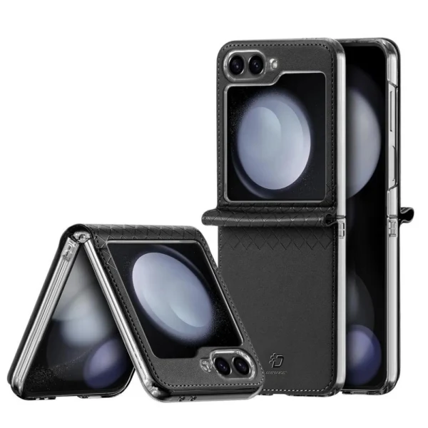 Кожен кейс Dux Ducis BRIL, За Samsung Galaxy Z Flip6, Черен
