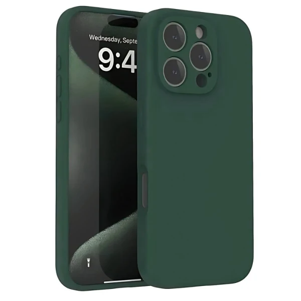 Силиконов кейс iPaky матиран, За iPhone 16 Pro Max (6.9), Тъмнозелен
