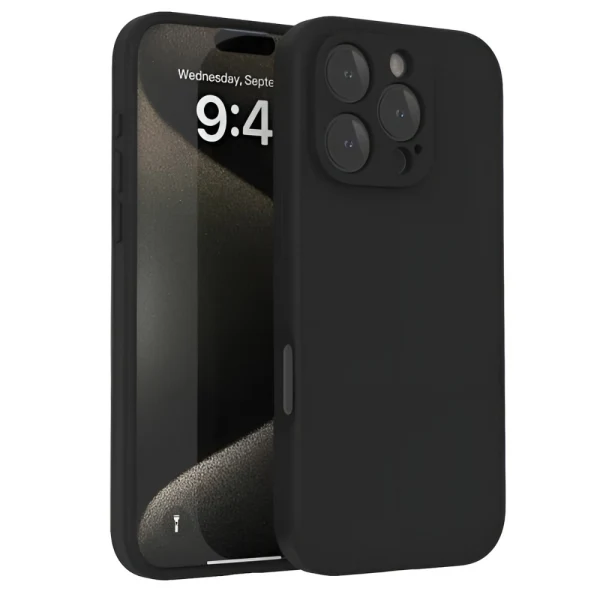 Силиконов кейс iPaky матиран, За iPhone 16 Pro (6.3), Черен