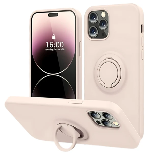 Силиконов кейс bSmart Finger Grip, За iPhone 16 Pro Max (6.9), Бледорозов