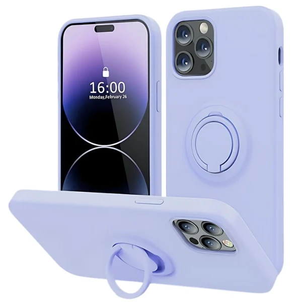 Силиконов кейс bSmart Finger Grip, За iPhone 16 Pro (6.3), Светлолилав