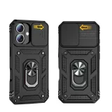 Миниатюра: Силиконов твърд кейс bSmart Defender Slide, За iPhone 16 (6.1), Черен