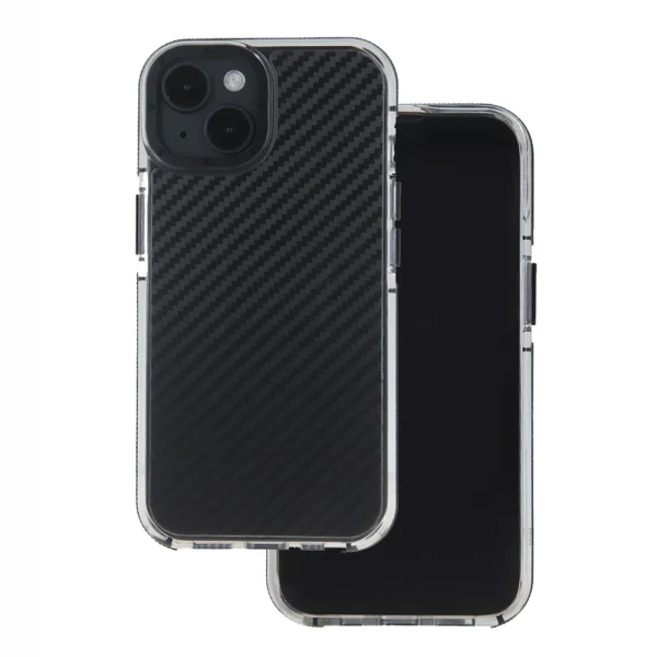 Силиконов кейс MBX Acrylic Carbon, За iPhone 16 (6.1), Черен